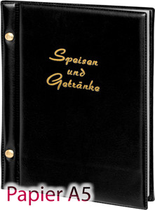 Speisekarte A5 schwarz mit 4 Hüllen Plastik Kunststoff PVC speisekarten-pvc-a5-2-farben