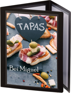 Speisekarte Polycard A5 6 Seiten Schwarz Speisekarte Polycard A5 6 Seiten Schwarz