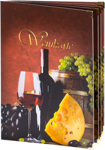 Weinkarte A4 Trauben mit 8 Einschubeiten  Weinkarte A4 mit 8 Einschubeiten