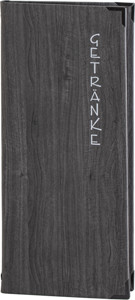 Getränkekarte A4 superschmal Ahorndesign Schwarz Grau Getränkekarte A4 superschmal Ahorndesign Schwarz Grau