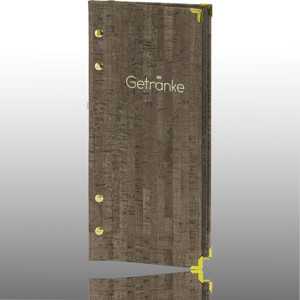 Getränkekarte Kork Dunkelbraun A4 superschmal Schutzecken 4993 Getränkekarte Kork Dunkelbraun A4 superschmal Schutzecken 4993