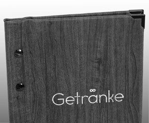 Getränkekarte Ahorn Schwarz-Grau A4 superschmal Teilansicht 4998 Getränkekarte Ahorn Schwarz-Grau A4 superschmal Teilansicht 4998