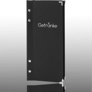 Getränkekarte Buchleinen Schwarz A4 superschmal Ecken Silber 4992 Getränkekarte Buchleinen Schwarz A4 superschmal Ecken Silber 4992