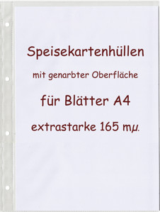 Zeige Details für Speisekartenhüllen DIN A4 matt 165 µm Bild von Speisekartenhüllen DIN A4 matt 165 µm
