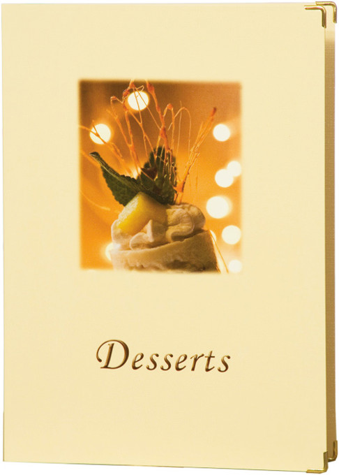 Dessertkarte aus foliertem Karton A5 2 Einschubseiten.