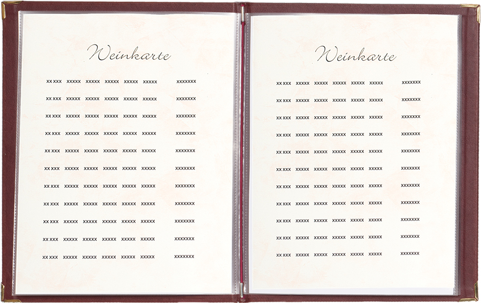 SECURIT Weinkarte Basic Line – 2 Feste Doppelseitige Einleger (4 A4-Seiten), Elegant In PVC-Kunstleder Schwarz, Mit Metall-Eckenschutz, Für Restaurants, Bars, Cafés